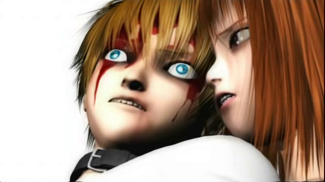 Lilia holding Rion in a white void as he bleeds from his head