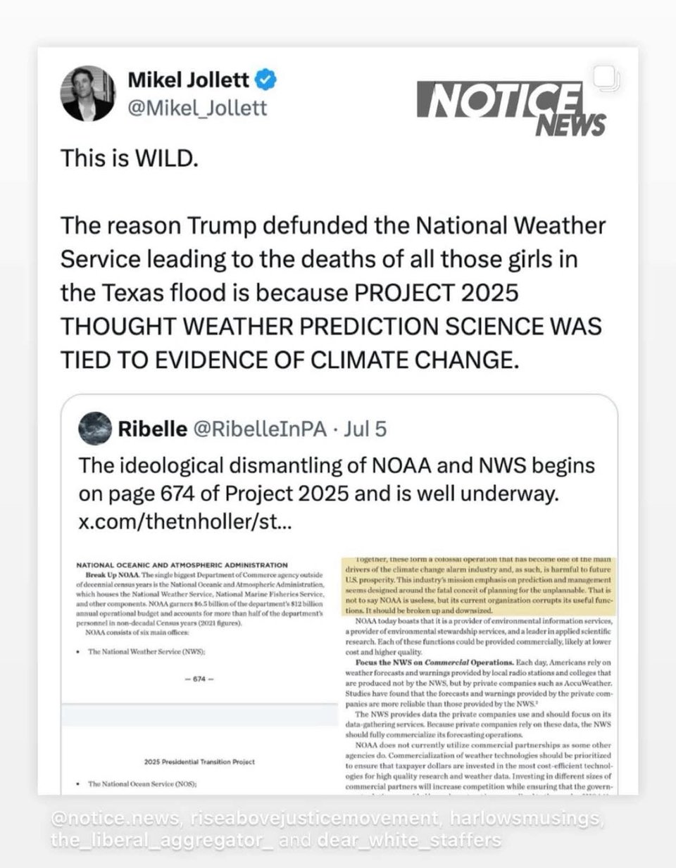 Trump defunded the NWS because Project 2025 told him to do it. 
