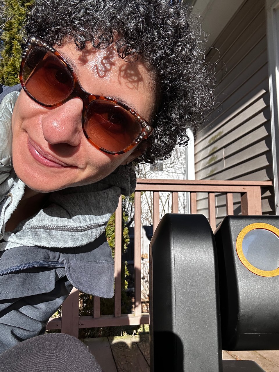 just me in sunglasses on my deck with my Baby out and open for solar observations