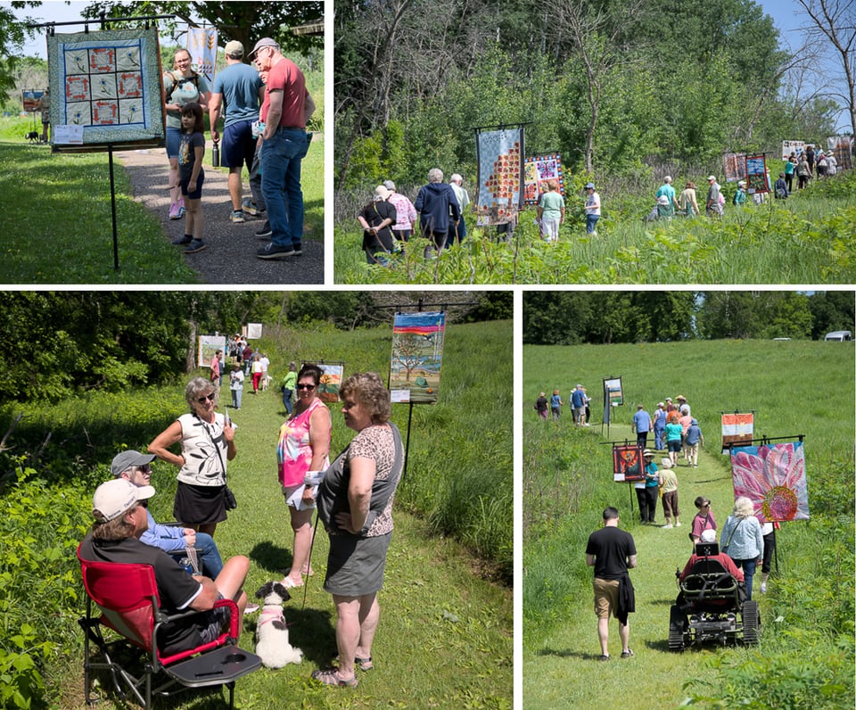 There was a scavenger hunt for the youngsters, conversations with the artists, spirited discussion about the quilts and a healthy walk in the prairie. / Photos by David Ender