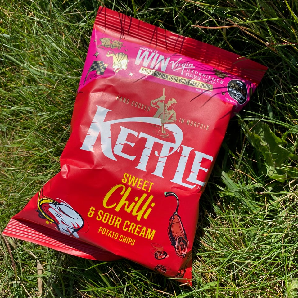 Kettle Brand Sweet Chilli and Sour Cream crisps.