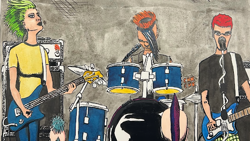 Art of a punk band performing a show