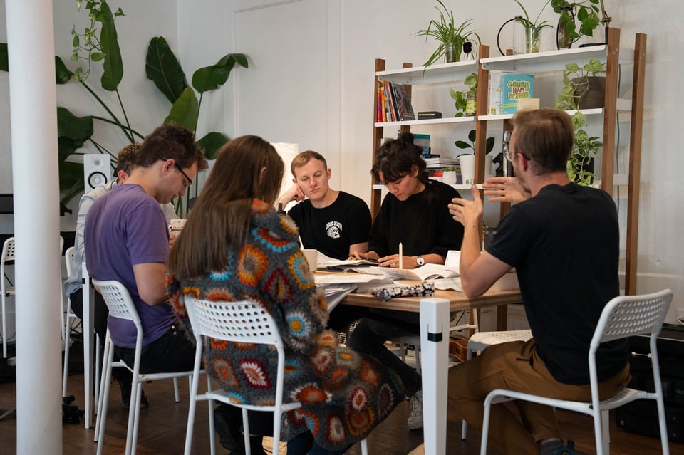 A group discussing the ballot.