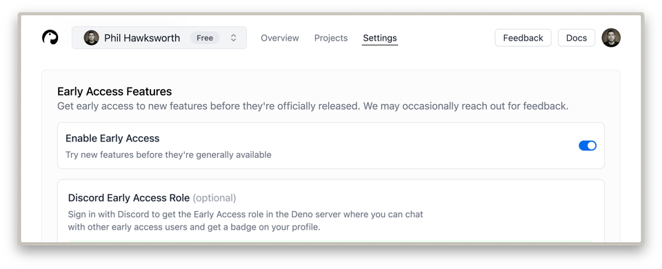 Early Access opt in controls in Console account settings