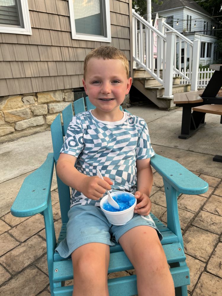 Liam enjoying a cold treat