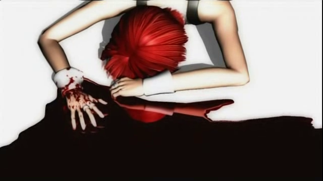 Rita lying facedown in a white void surrounded by a puddle of blood