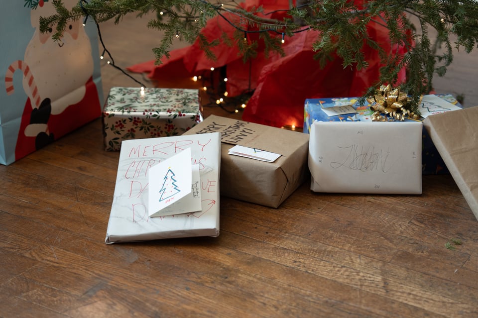 Gifts under a Christmas tree.