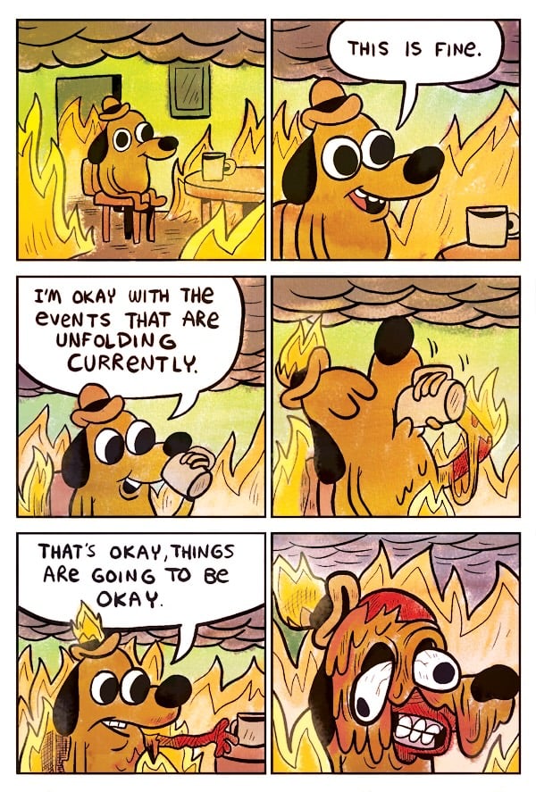 This is fine dog meme