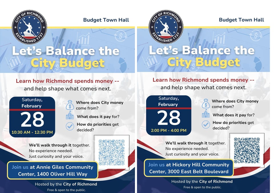 Image of budget town hall event flyer