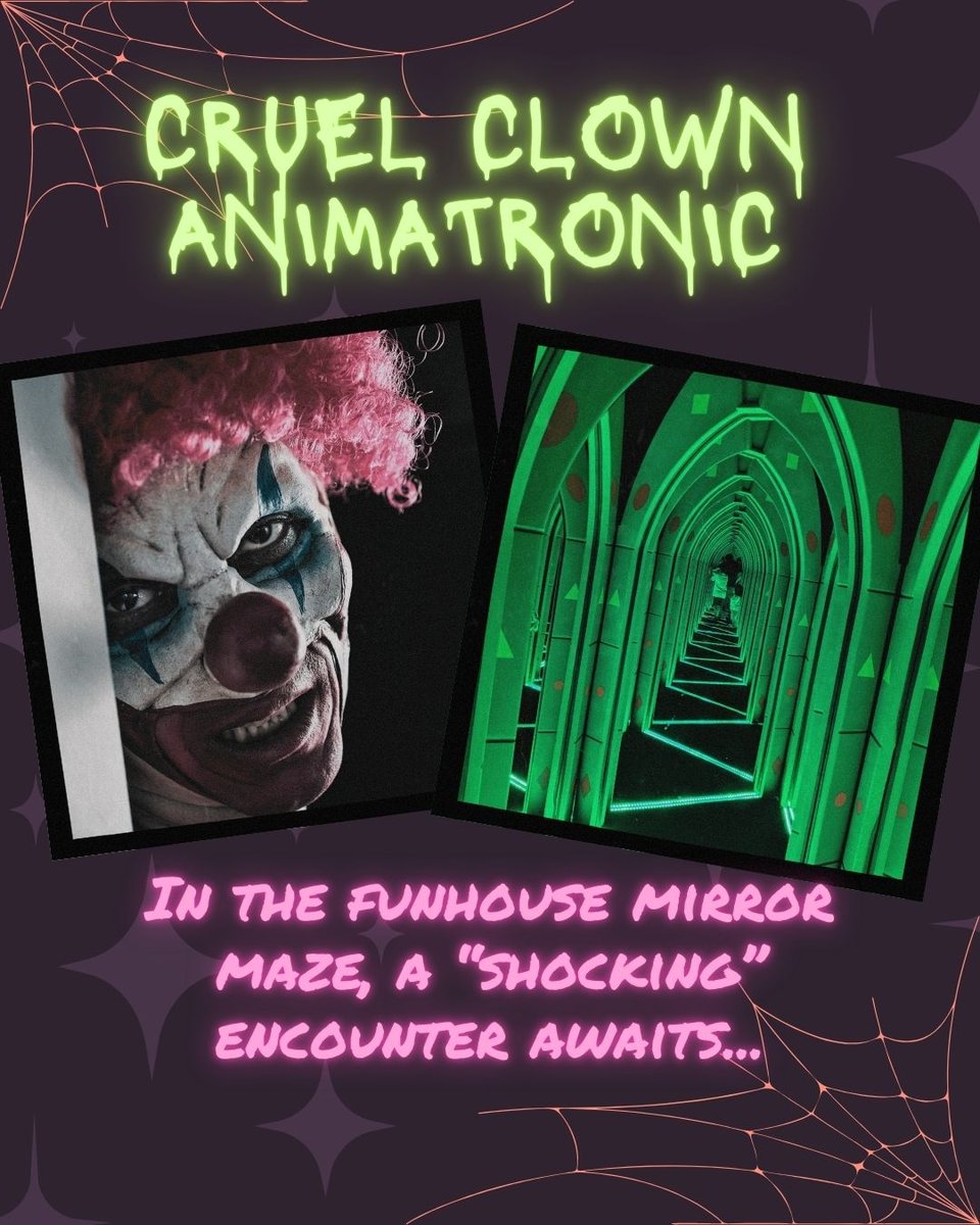 Cruel Clown Animatronic: In the funhouse mirror maze, a "shocking" encounter awaits...