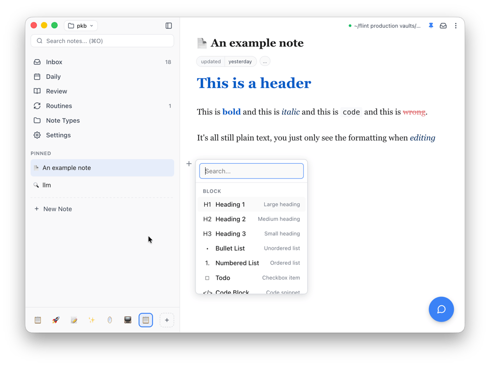 Screenshot with block bar