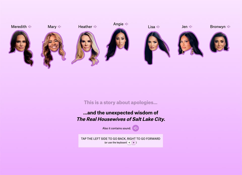 Silhouettes of the cast of The Real Housewives of Salt Lake City including Meredith, Mary, Heather, Angie, Lisa, Jen, and Bronwyn