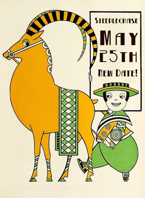 Steeplechase poster with the new date of May 25th, 2024