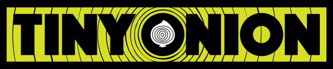 The logo for James Tynion IV's TINY ONION, attached to several of his comics and multimedia ventures.