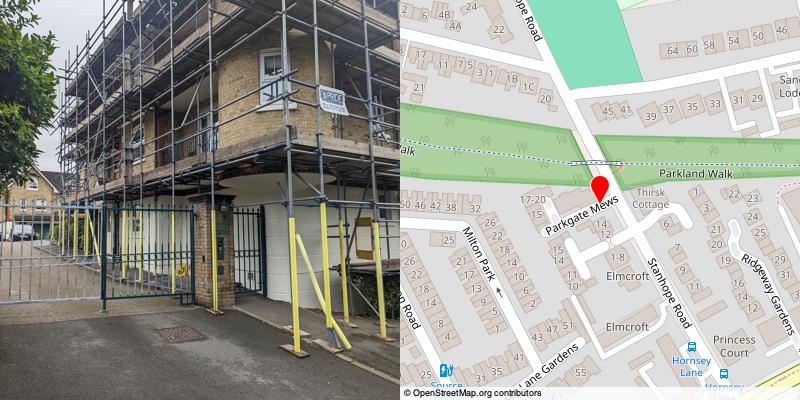 A picture and map of the mews