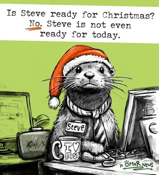 An otter who is not ready for christmas