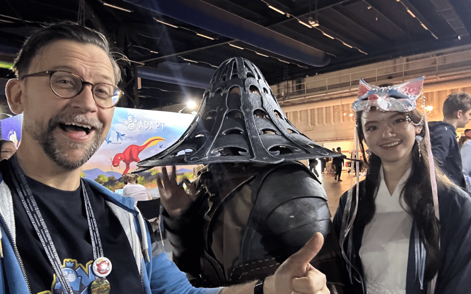 Cosplayers visiting the Icy Tower booth