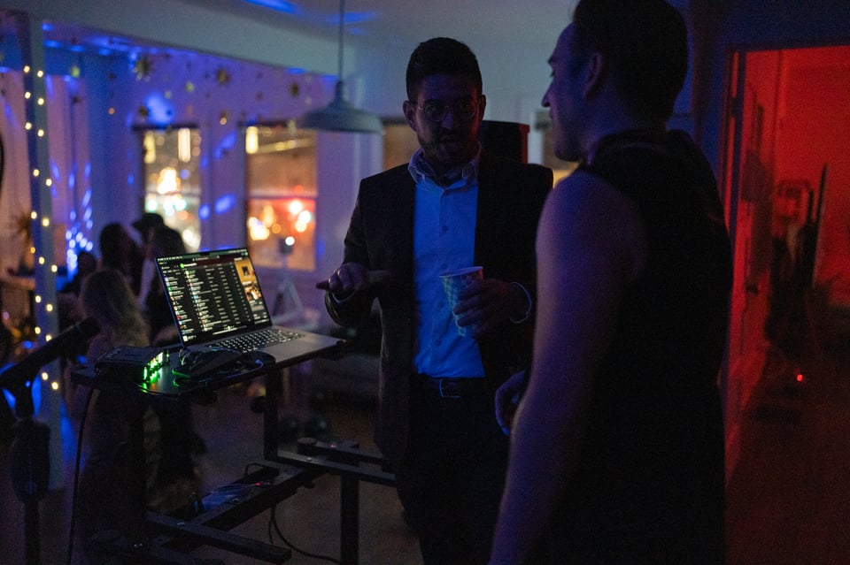 Justin and Dan talking music.