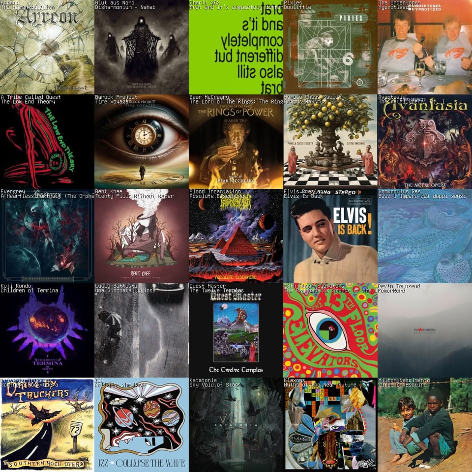 The top 25 albums of this month, including Aeon's the human Equations, Brat, The Rings of Power OST, Avantasia and more.