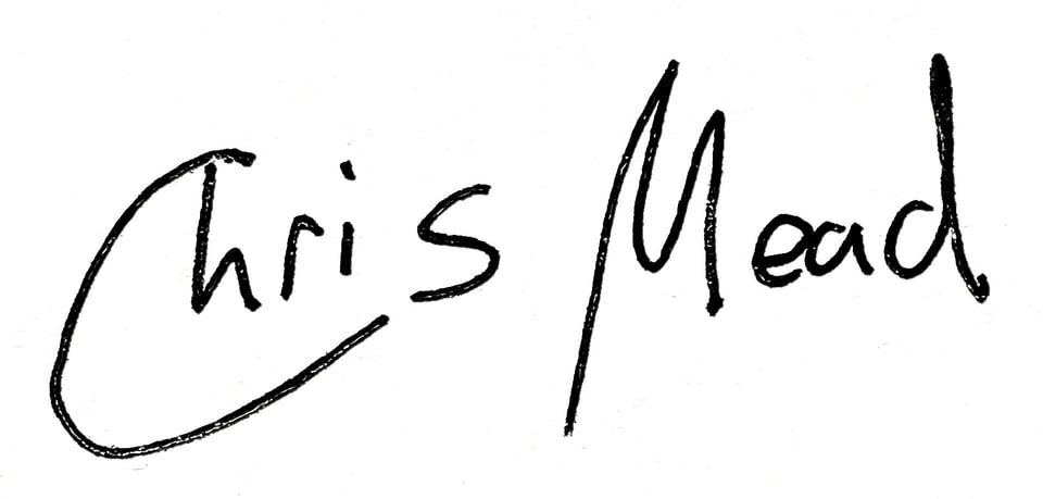 My signature, Chris Mead.