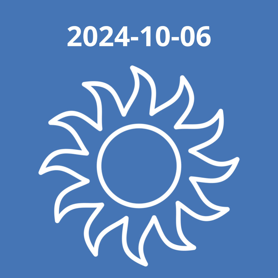 White icon of the sun against a blue background 2024-10-06