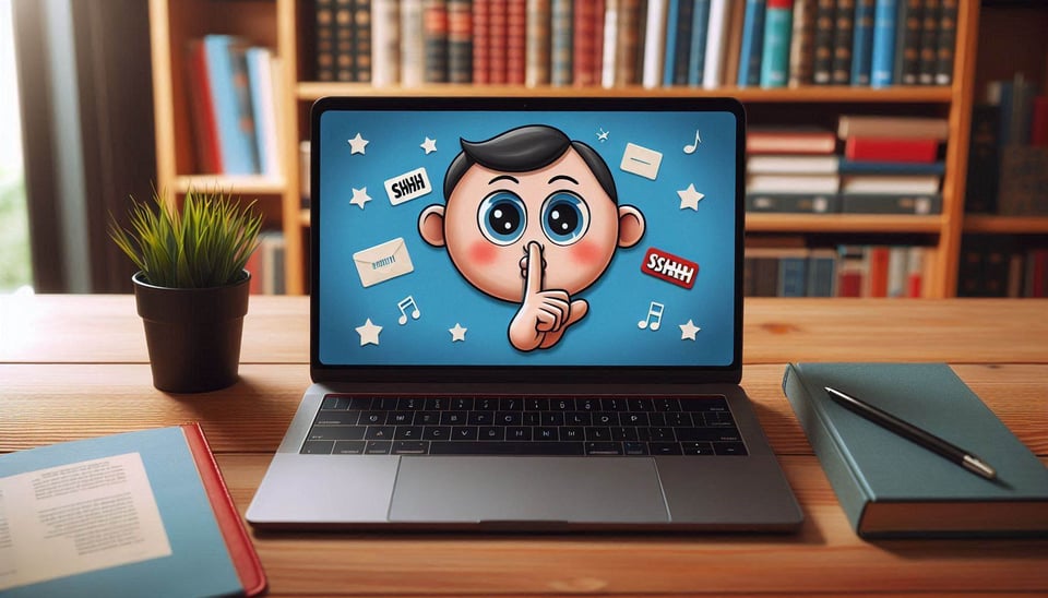 a laptop with a cartoon face on it
