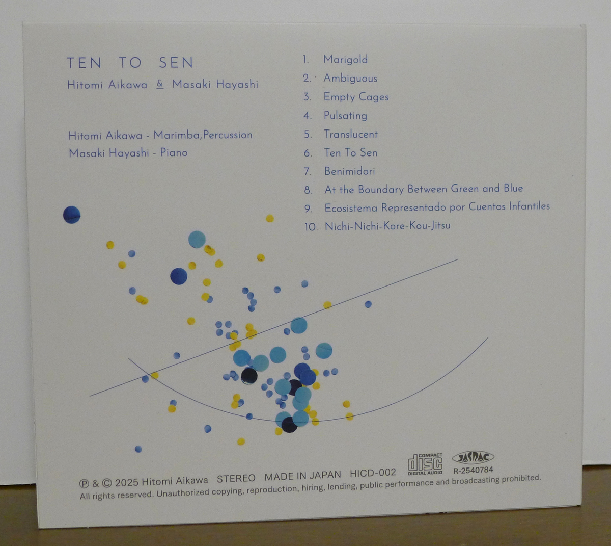 Back cover of CD “Ten To Sen” by Hitomi Aikawa & Masaki Hayashi