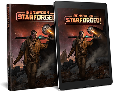 In Ironsworn: Starforged, you are a spaceborne hero sworn to undertake perilous quests. You will explore uncharted space, unravel the secrets of a mysterious galaxy, and build bonds with those you meet on your travels. Most importantly, you will swear iron vows and see them fulfilled—no matter the cost.