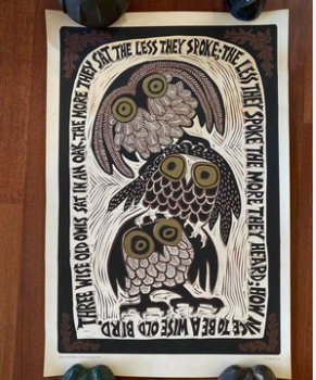 Fred Berensmeier MCM Silk Screen Wise Owl Print