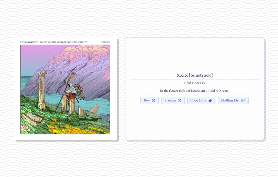 A screenshot of my new website: the Infinite Reeder Machine.