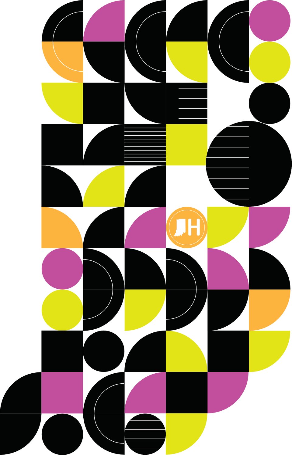 Circles and semi-circles in the shape of the state of Indiana