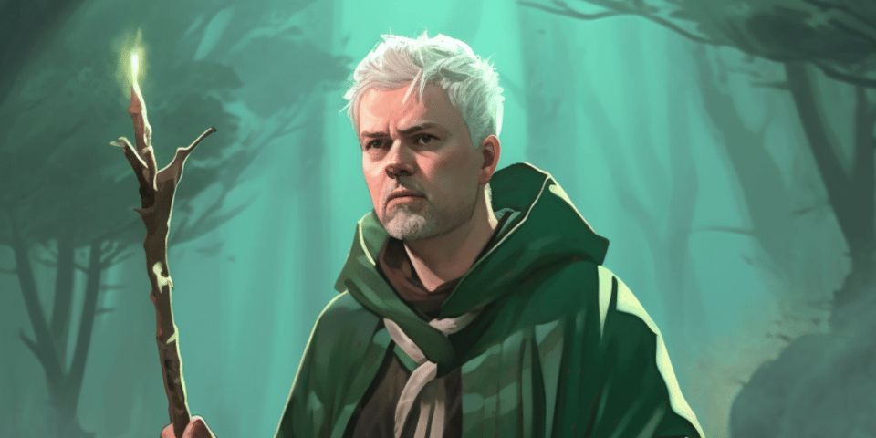 An AI generated image of me as a wizard.