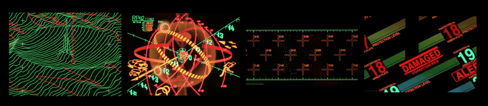 A collection of heads up displays and other computer information from Evangelion