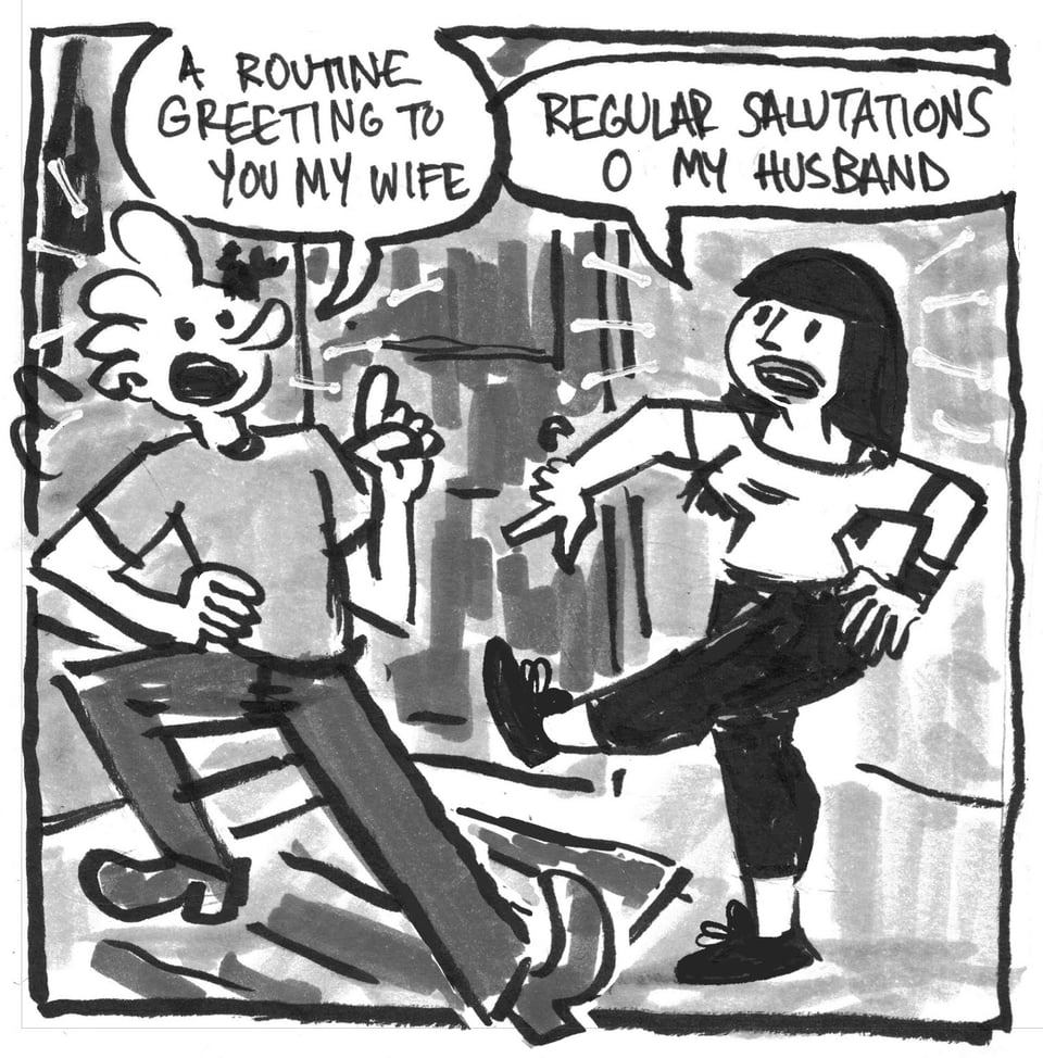 Kevin and Ellie greet each other awkwardly instead of coming clean about their respective dalliances