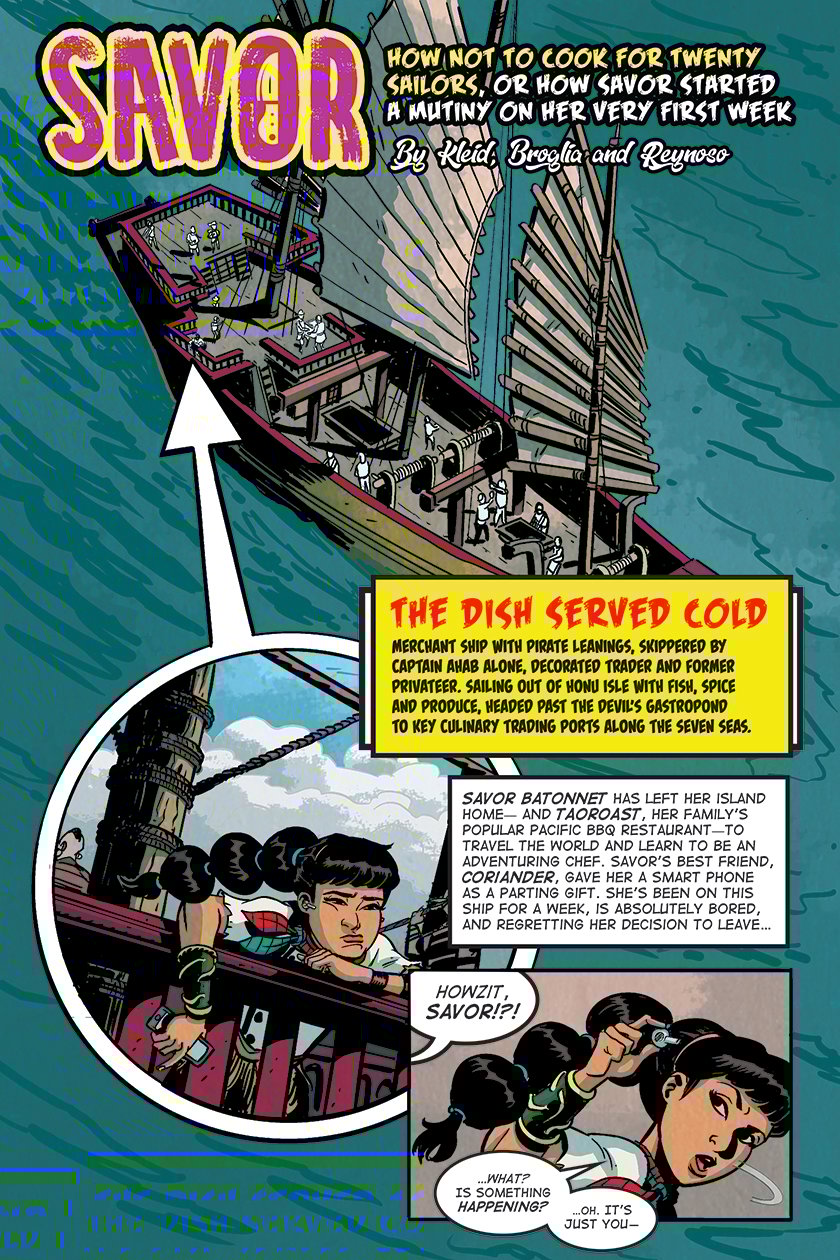 Page 1 of a new Savor comic by Kleid, Broglia and Reynoso