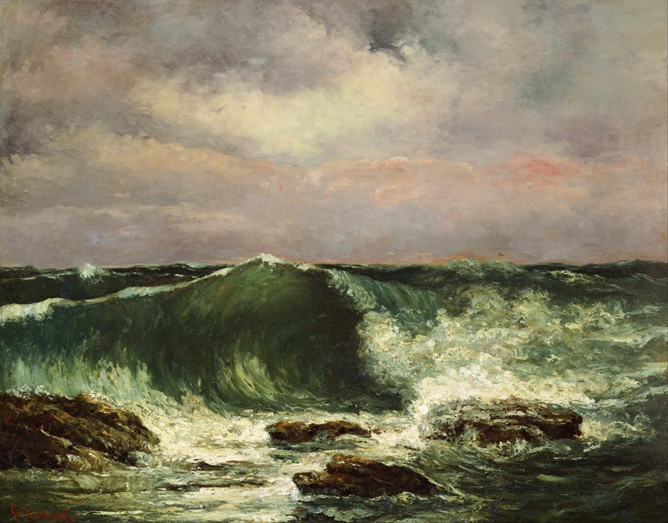 Waves crashing over rocks
