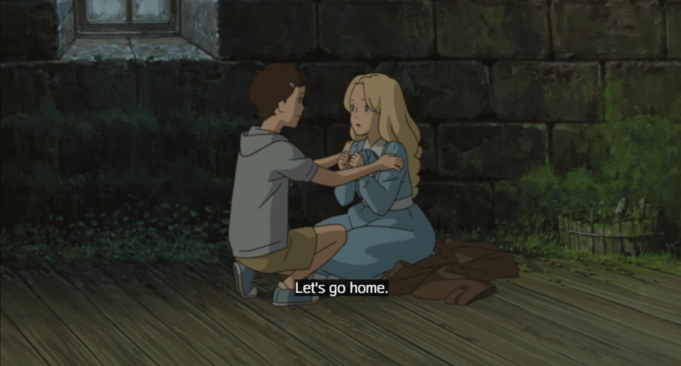 Anna kneels down in front of Marnie and says,