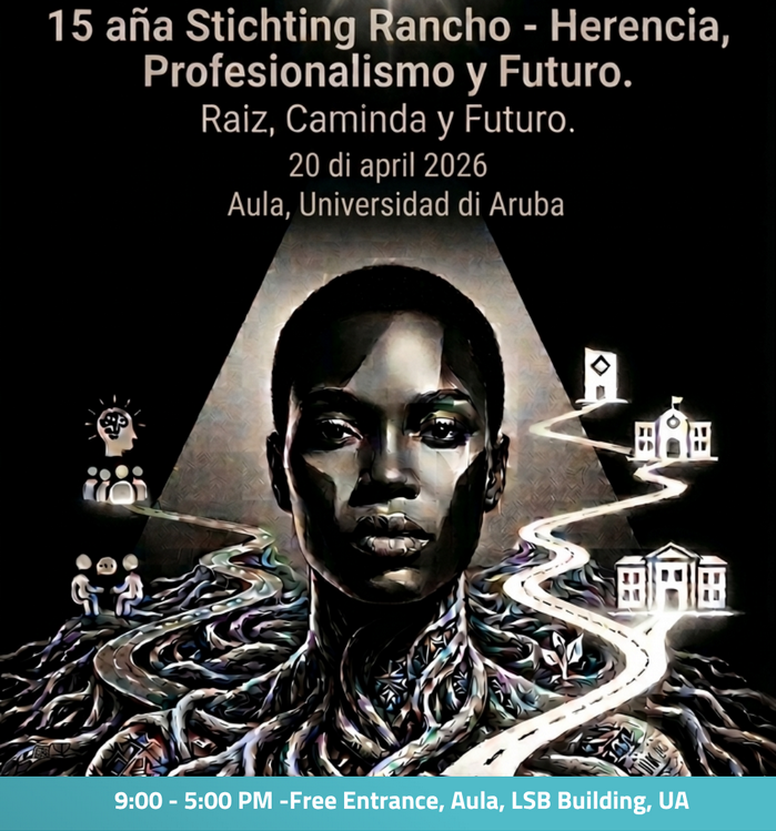 Event poster for the Rancho event, taking place from 9-5 at the University of Aruba in the Aula