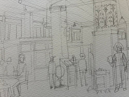 initial pencil sketch