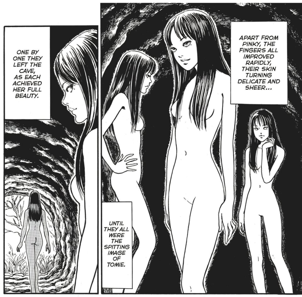 Three nude Tomies standing together