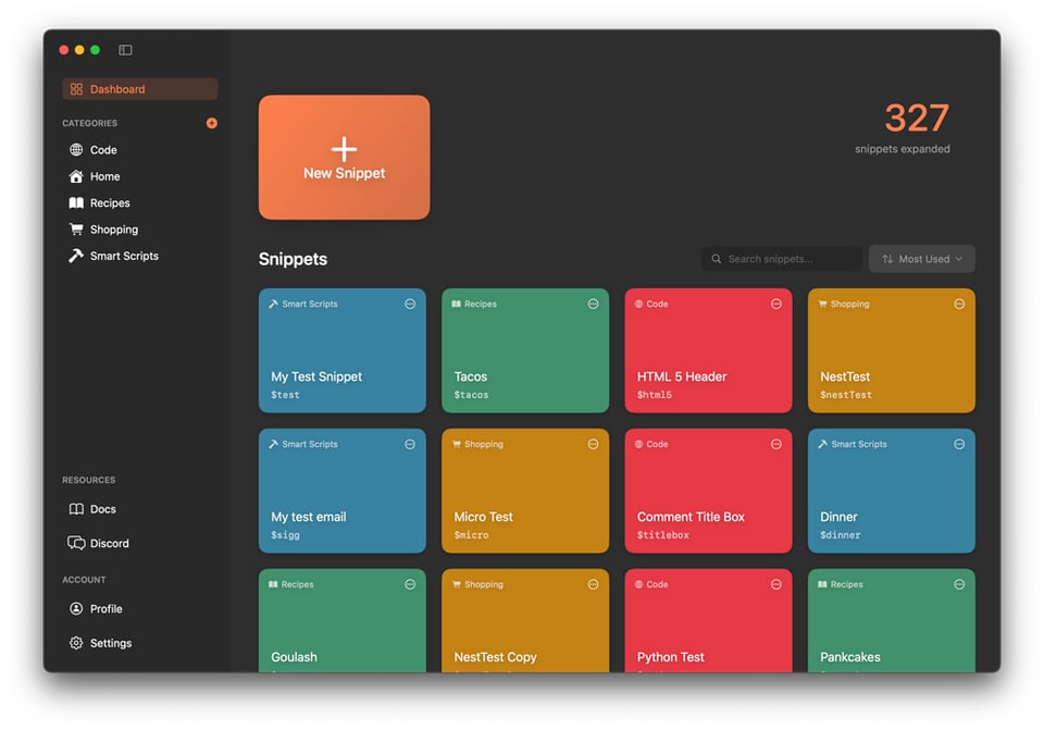 Preview of the dashboard interface for ShortCode