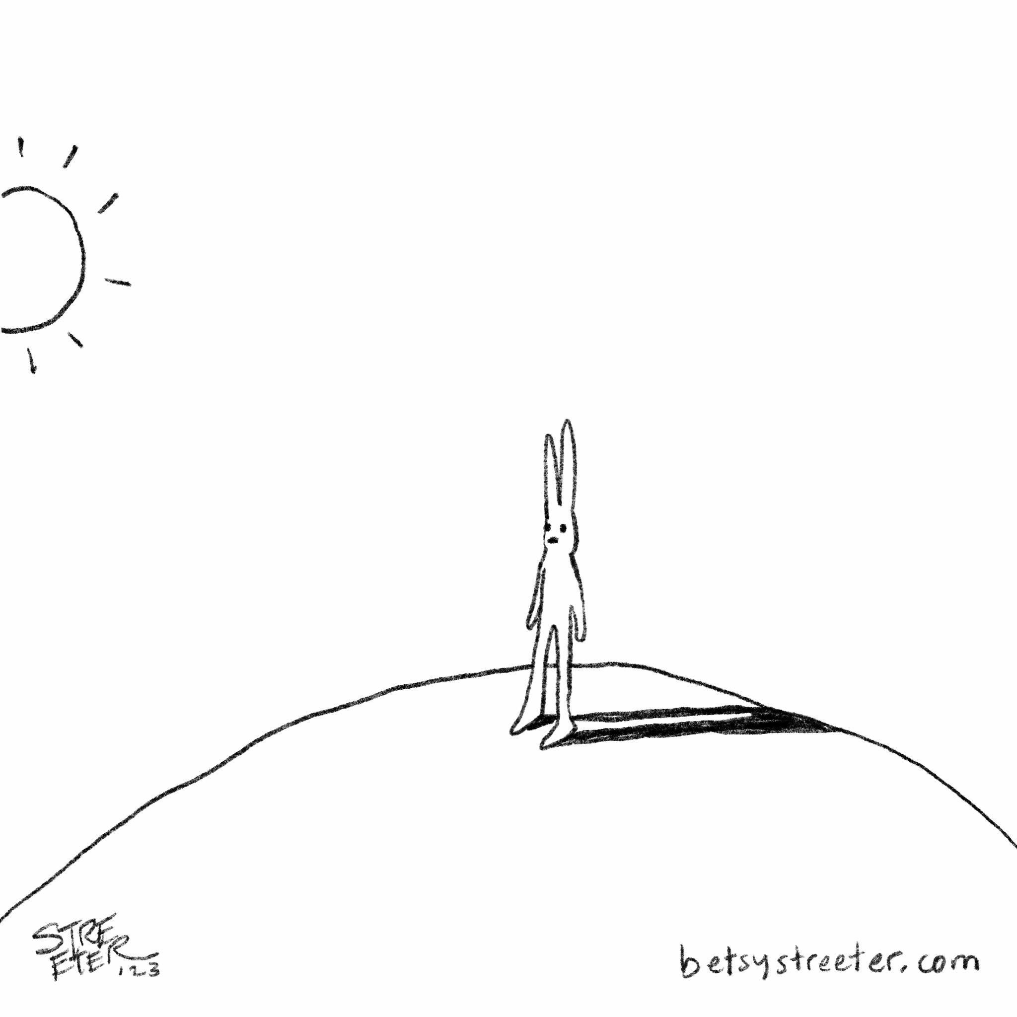 Animation of a bunny's shadow changing as the sun passes overhead
