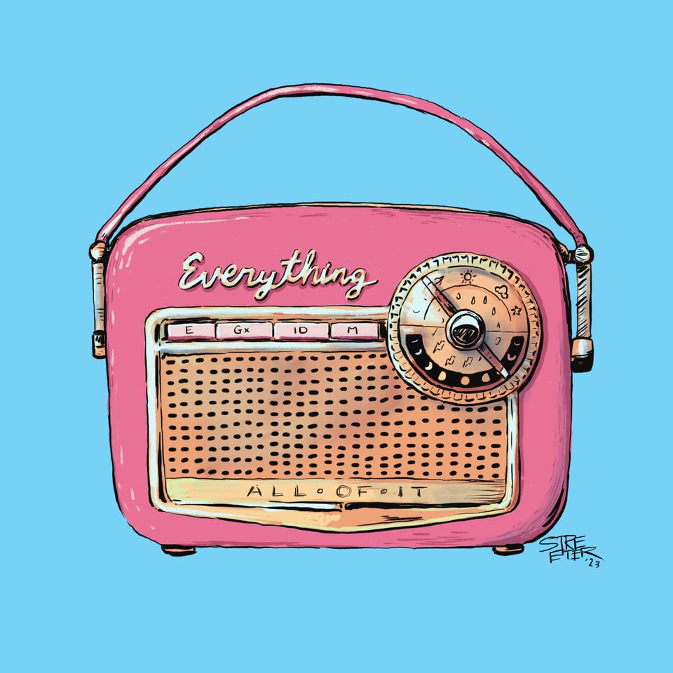 Color illustration of a portable radio that can control Everything