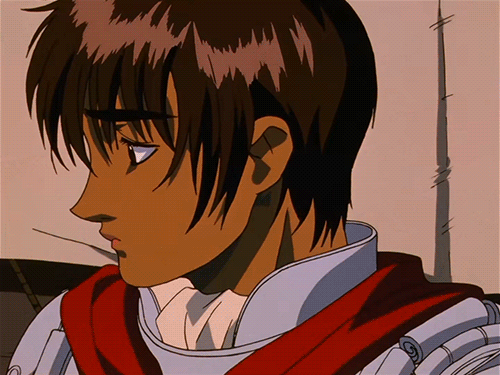 An animated GIF of a character from the anime series "Berserk" crying a single tear down her cheek.