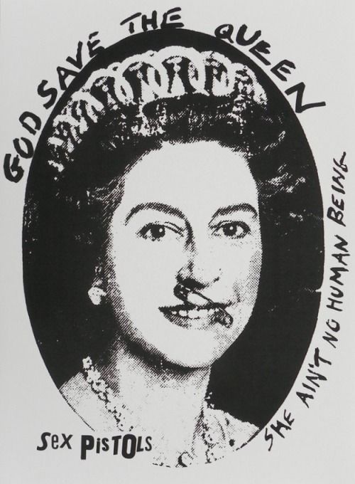 Jamie Reid, 1977, Alternate “God Save the Queen” artwork.