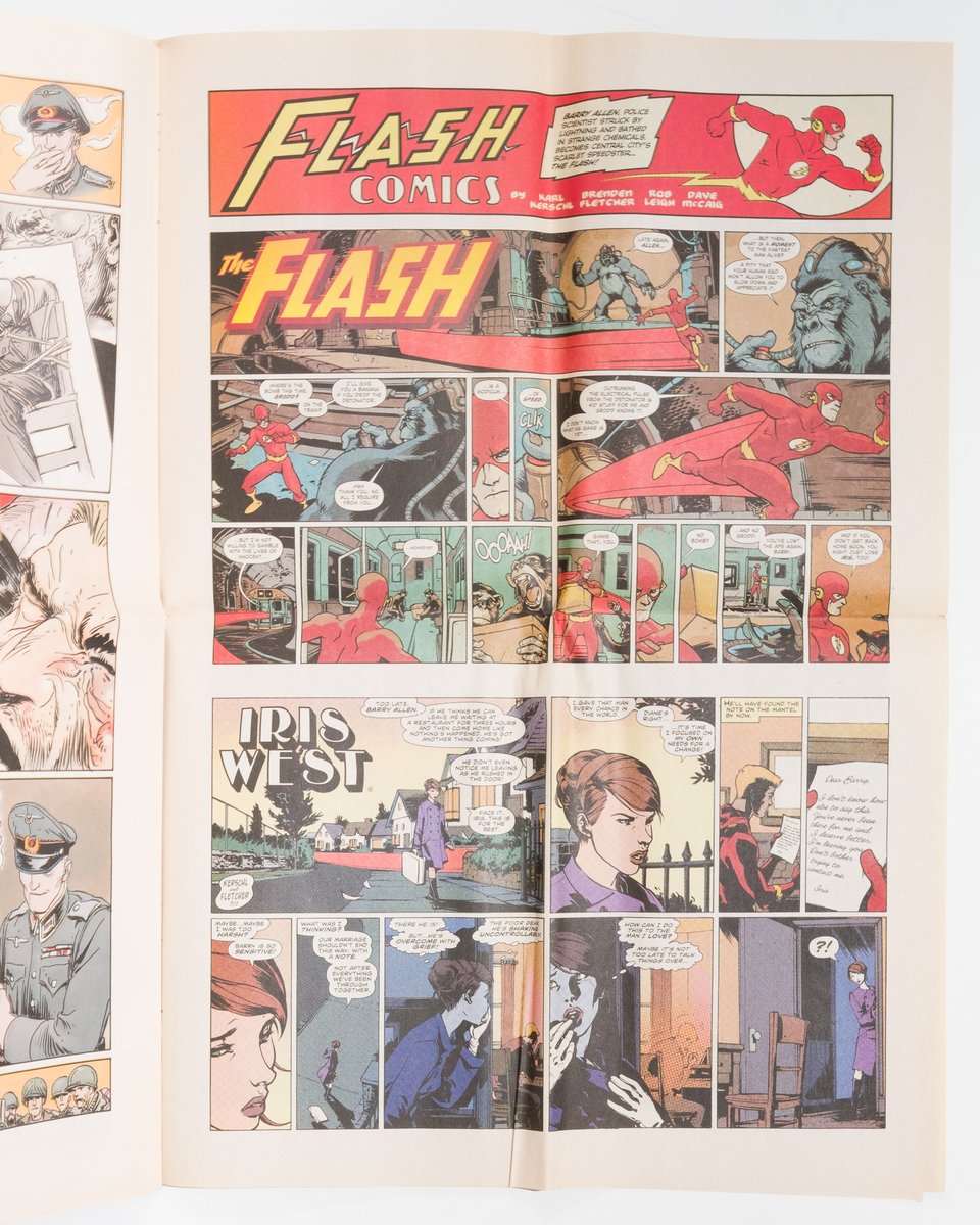 a page of The Flash from Wednesday Comics. The top half follows the Flash while the bottom half follows Iris West in a different art style