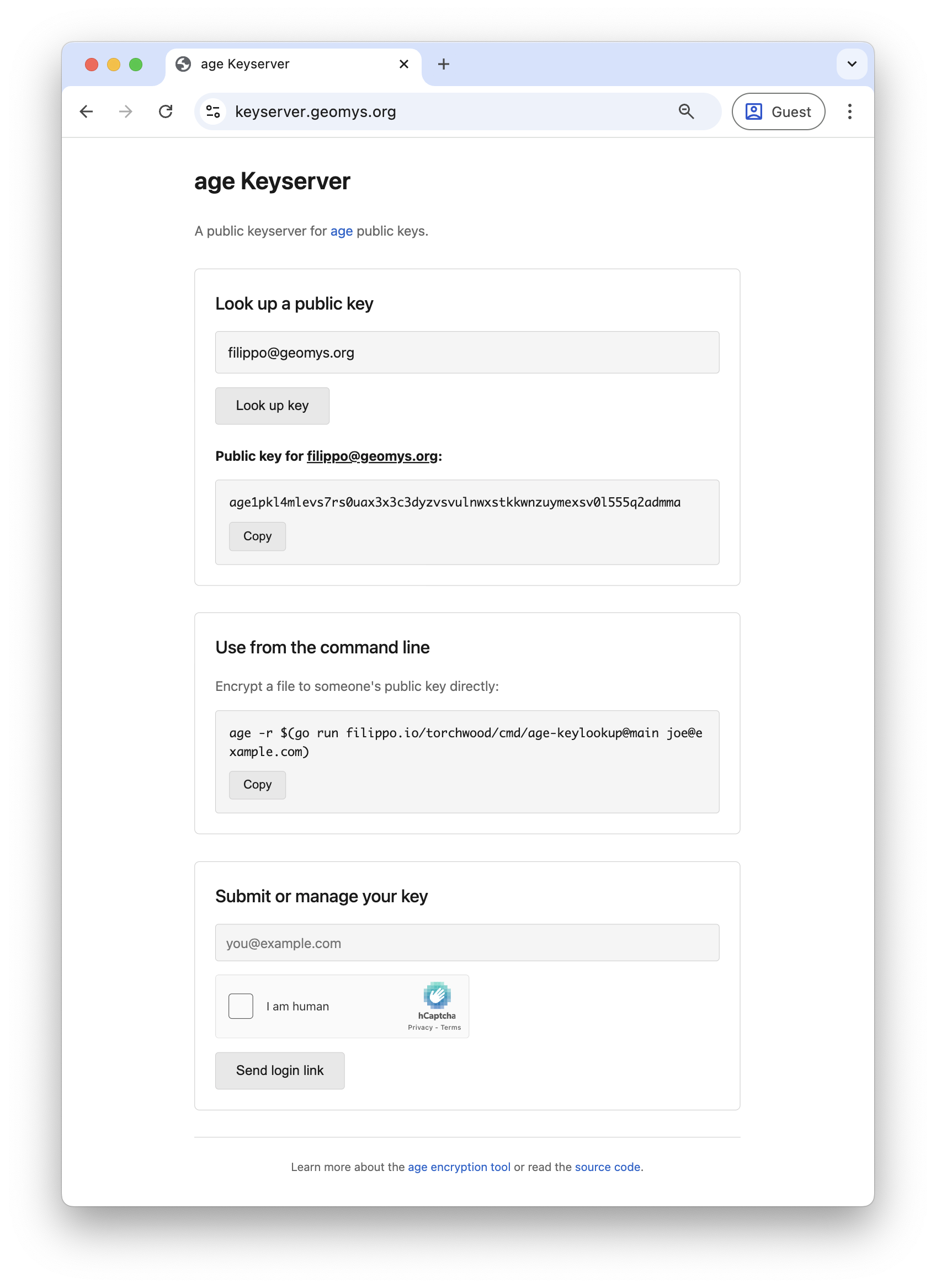the keyserver web UI