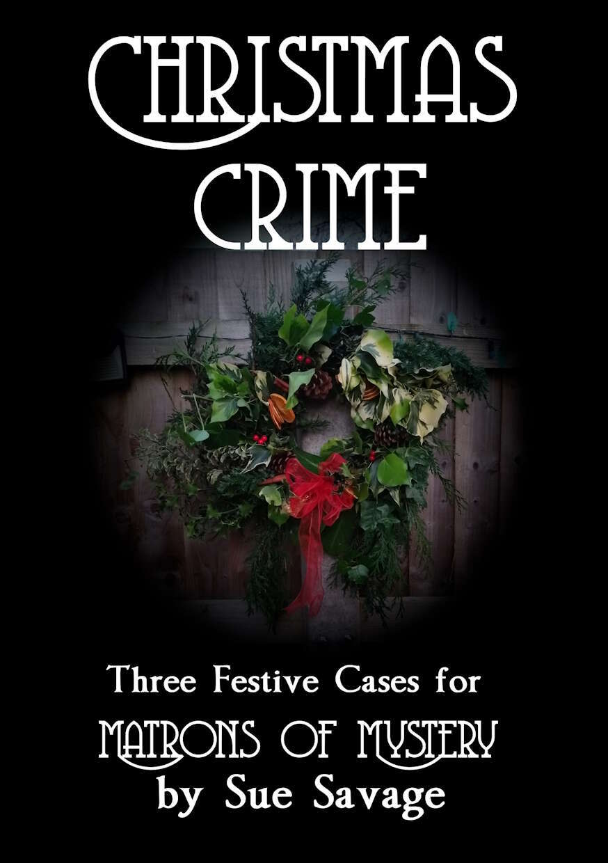 a festive wreath on a door, with the words Christmas Crime!