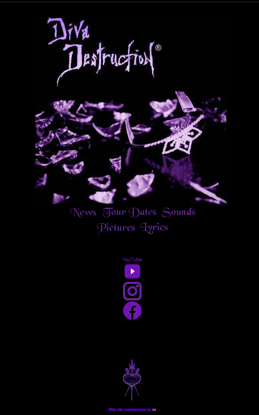 Diva Destruction's old website, made in the year 2000