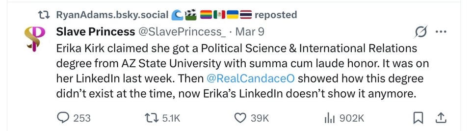 Erika Kirk now has a political appointment.